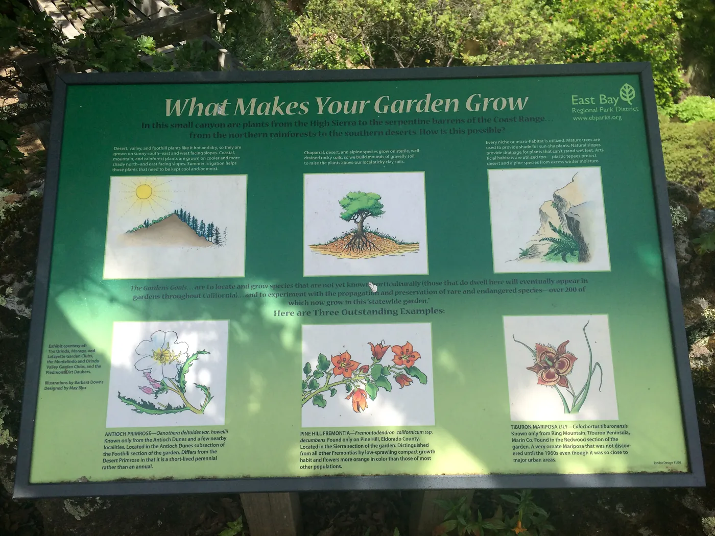 Signage at Tilden Regional Parks Botanic Garden