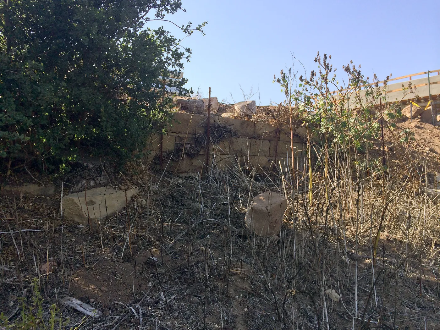 Pritzlaff Conservation Center construction, East side of site, Historic Wall