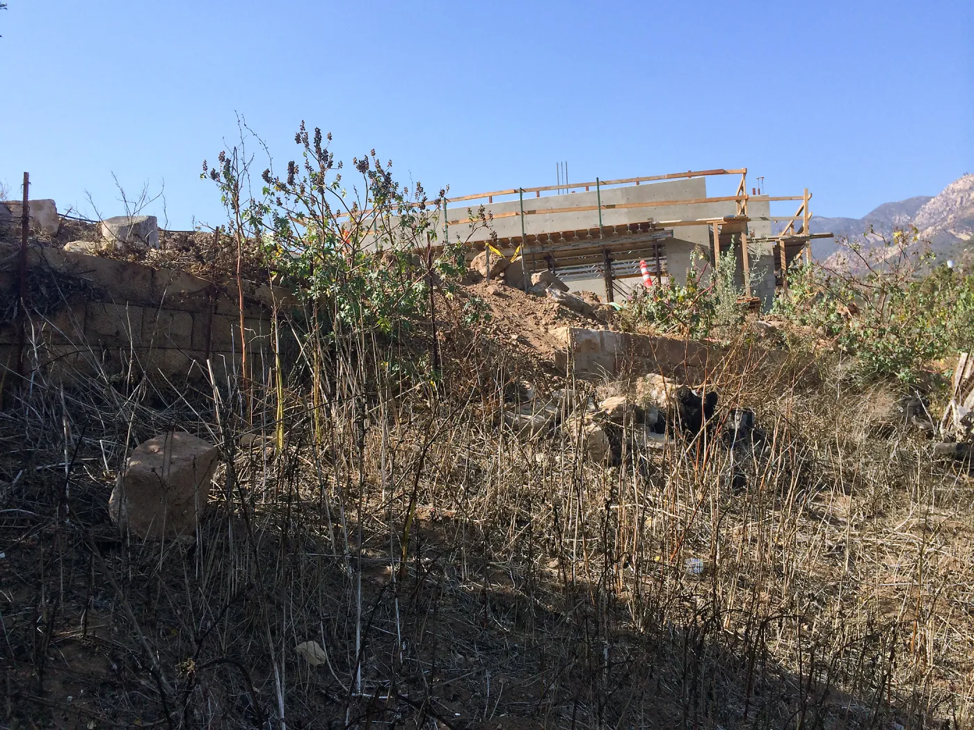 Pritzlaff Conservation Center construction, East side of site, Historic Wall