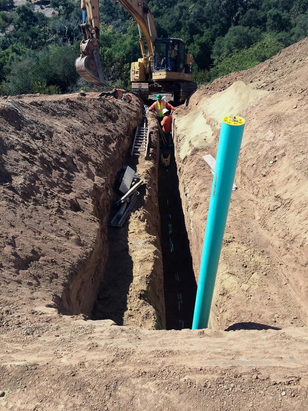 Pritzlaff Conservation Center construction, Installation of sewer line, west slope