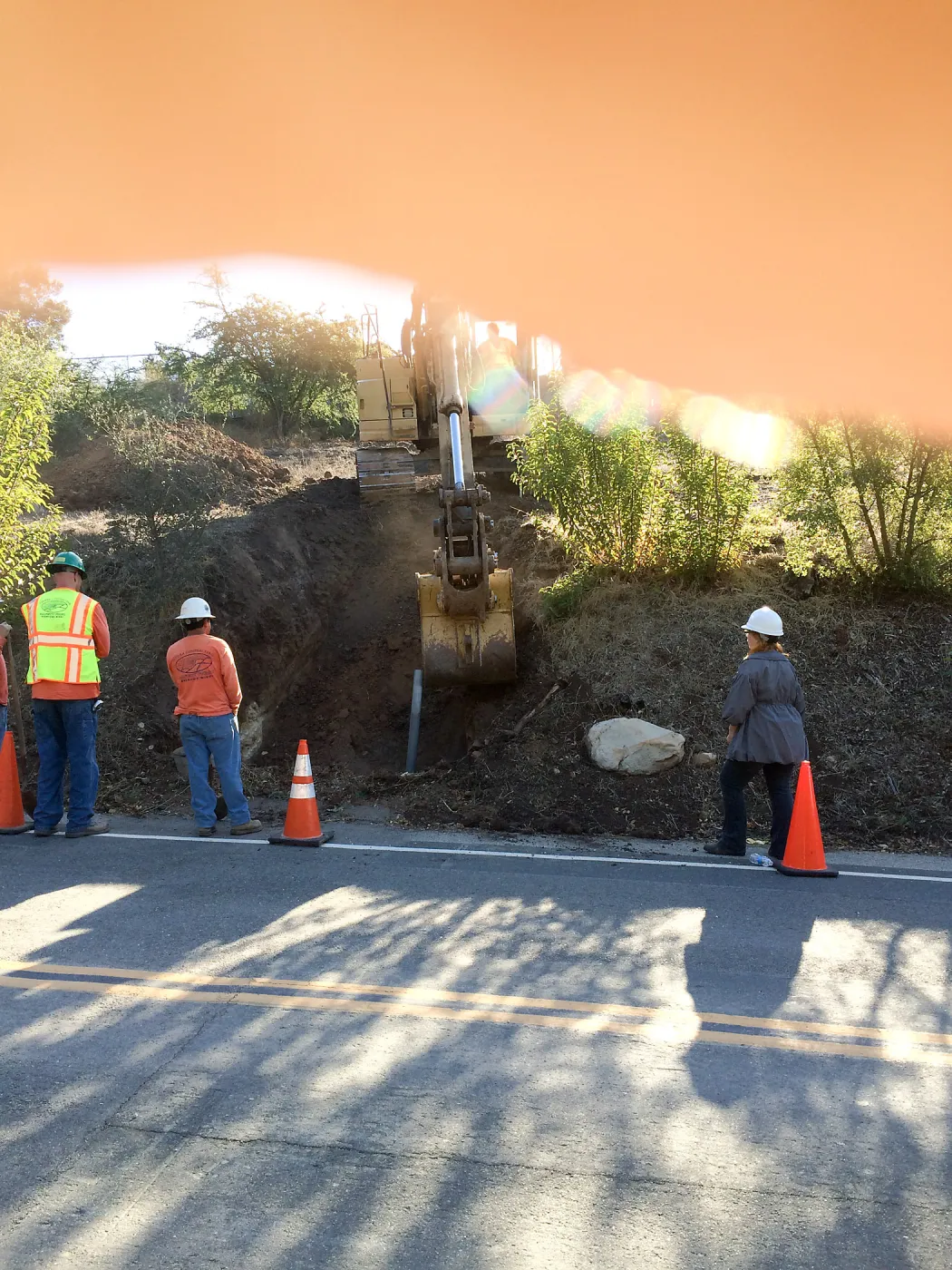 Pritzlaff Conservation Center construction, Installation of sewer line, west slope