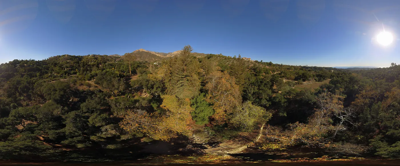Panoramic aerial view over Mission Dam