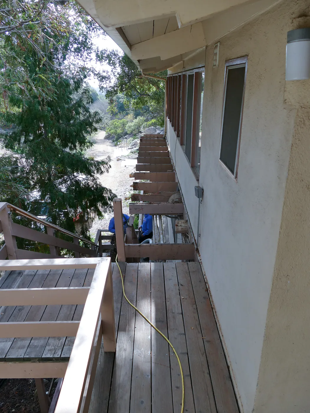 Library structural repair work, east side decking