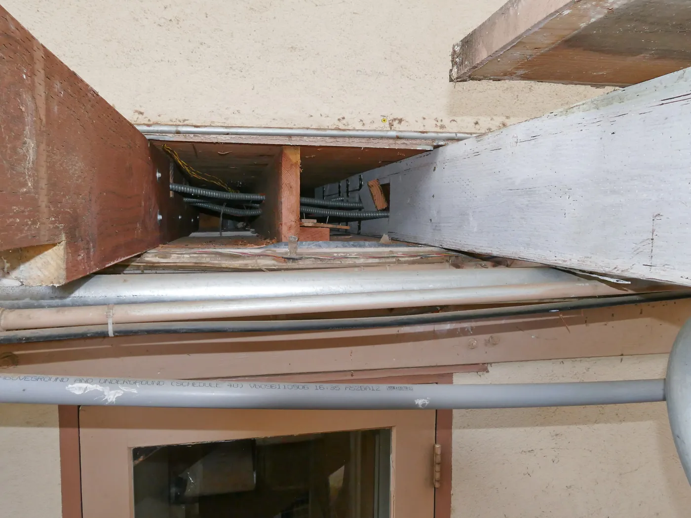 Library structural repair work, east side decking joist replacement