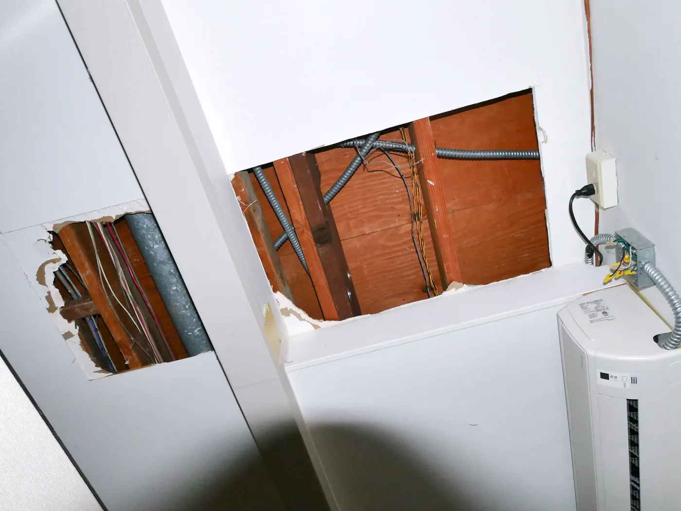 Library structural repair work, east side decking joist replacement