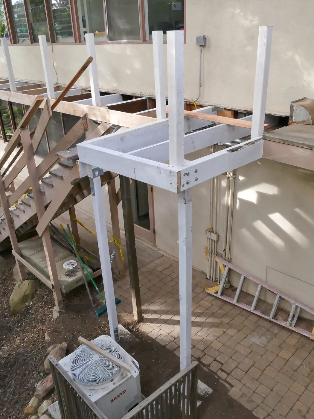 Library structural repairs, east side stairs