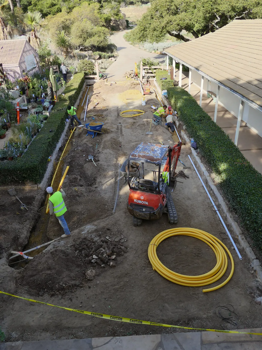 Courtyard renovation, rerouting piping