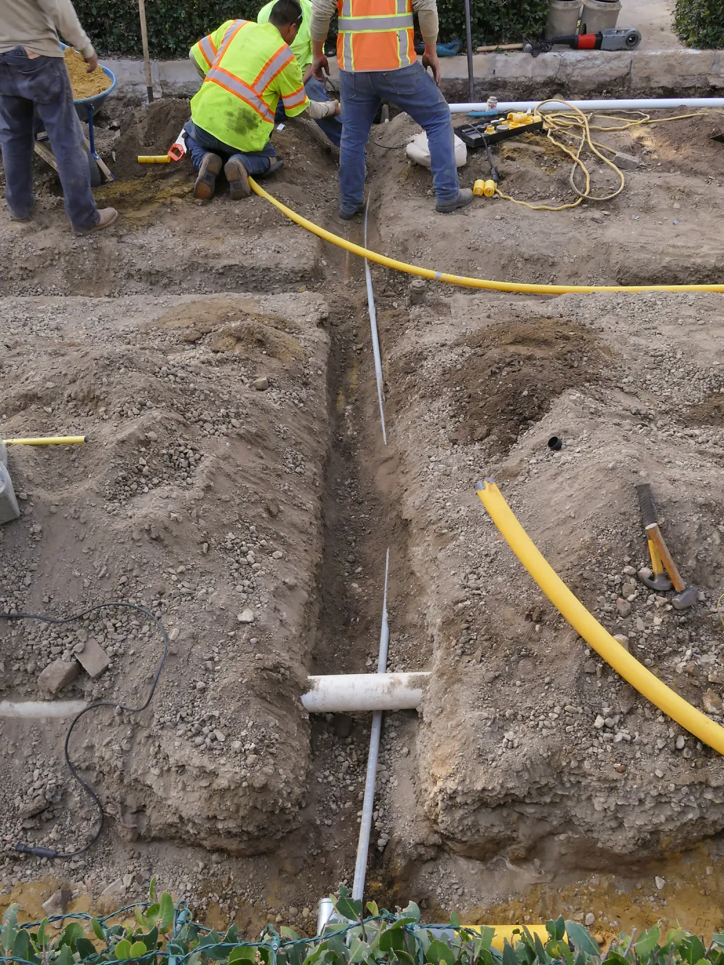 Courtyard renovation, rerouting piping, middle of courtyard looking west, northern of 2 crossings