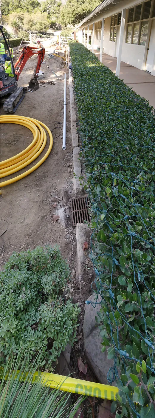 Courtyard renovation, rerouting piping, east edge looking north