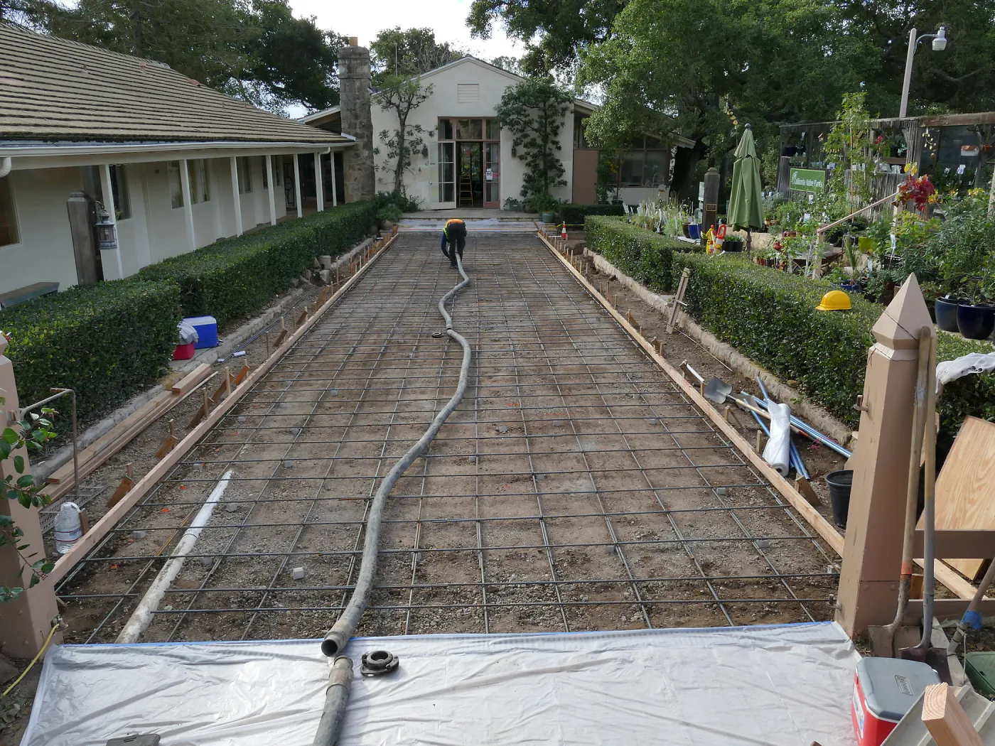 Courtyard renovation, preparing to pour concrete