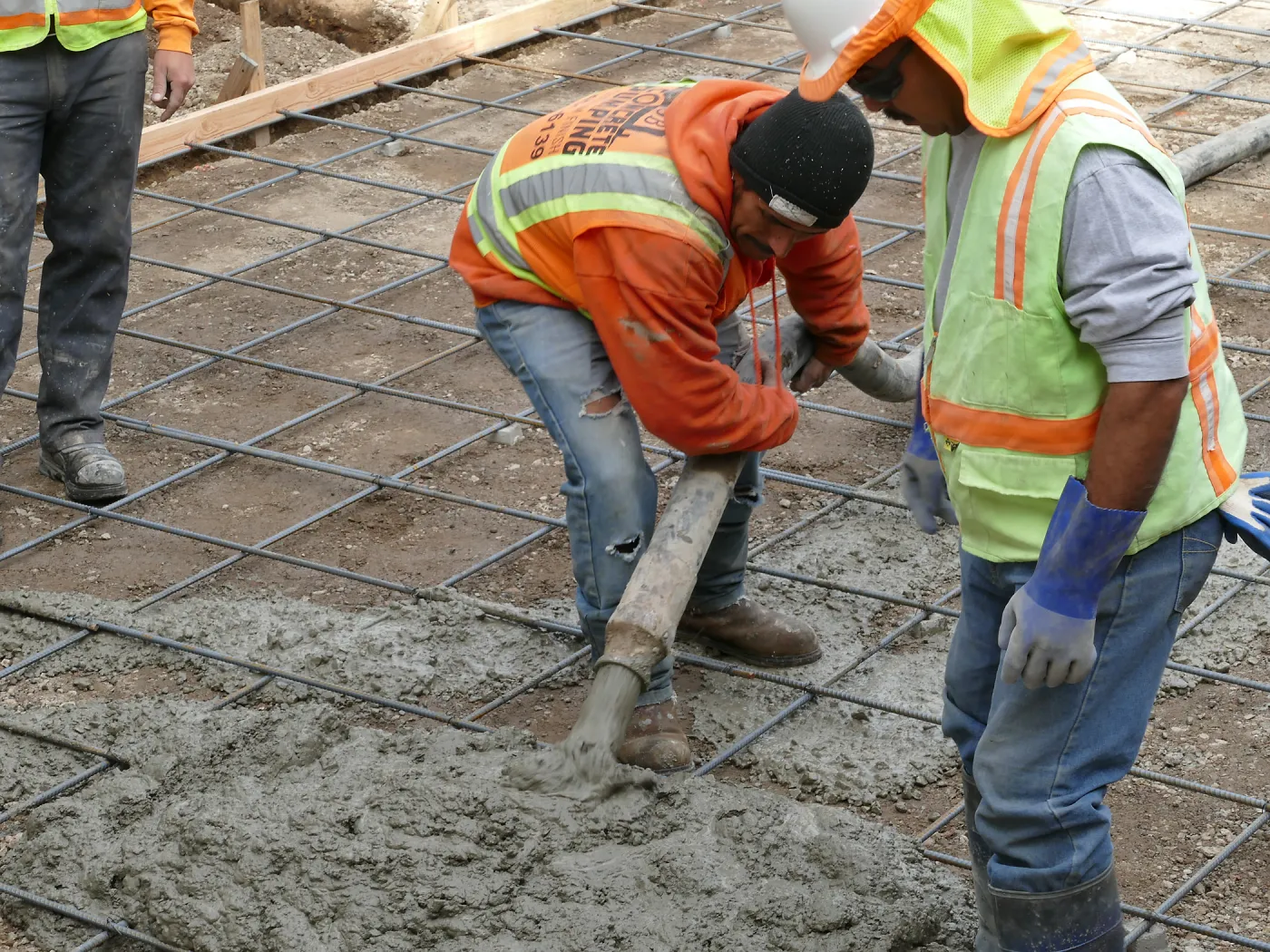 Courtyard renovation, pouring concrete