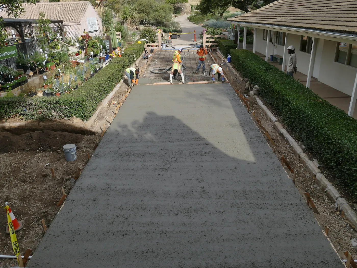 Courtyard renovation, pouring concrete