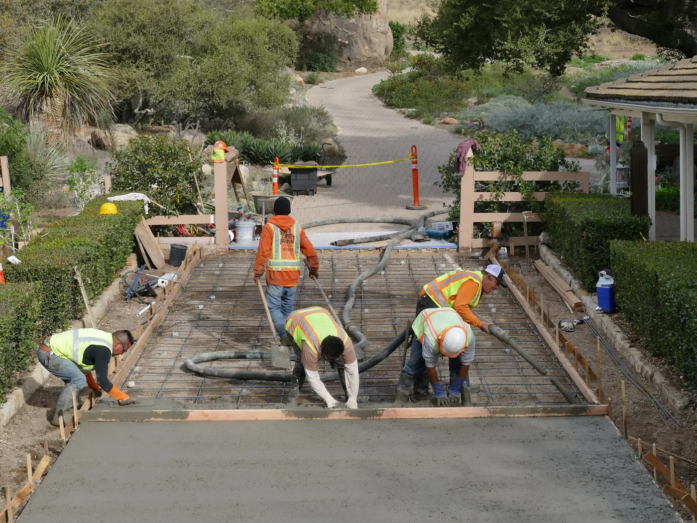 Courtyard renovation, pouring concrete