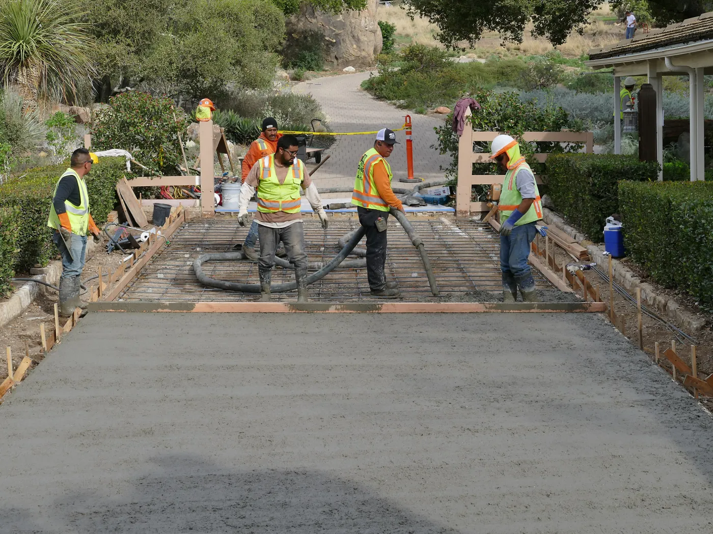 Courtyard renovation, pouring concrete