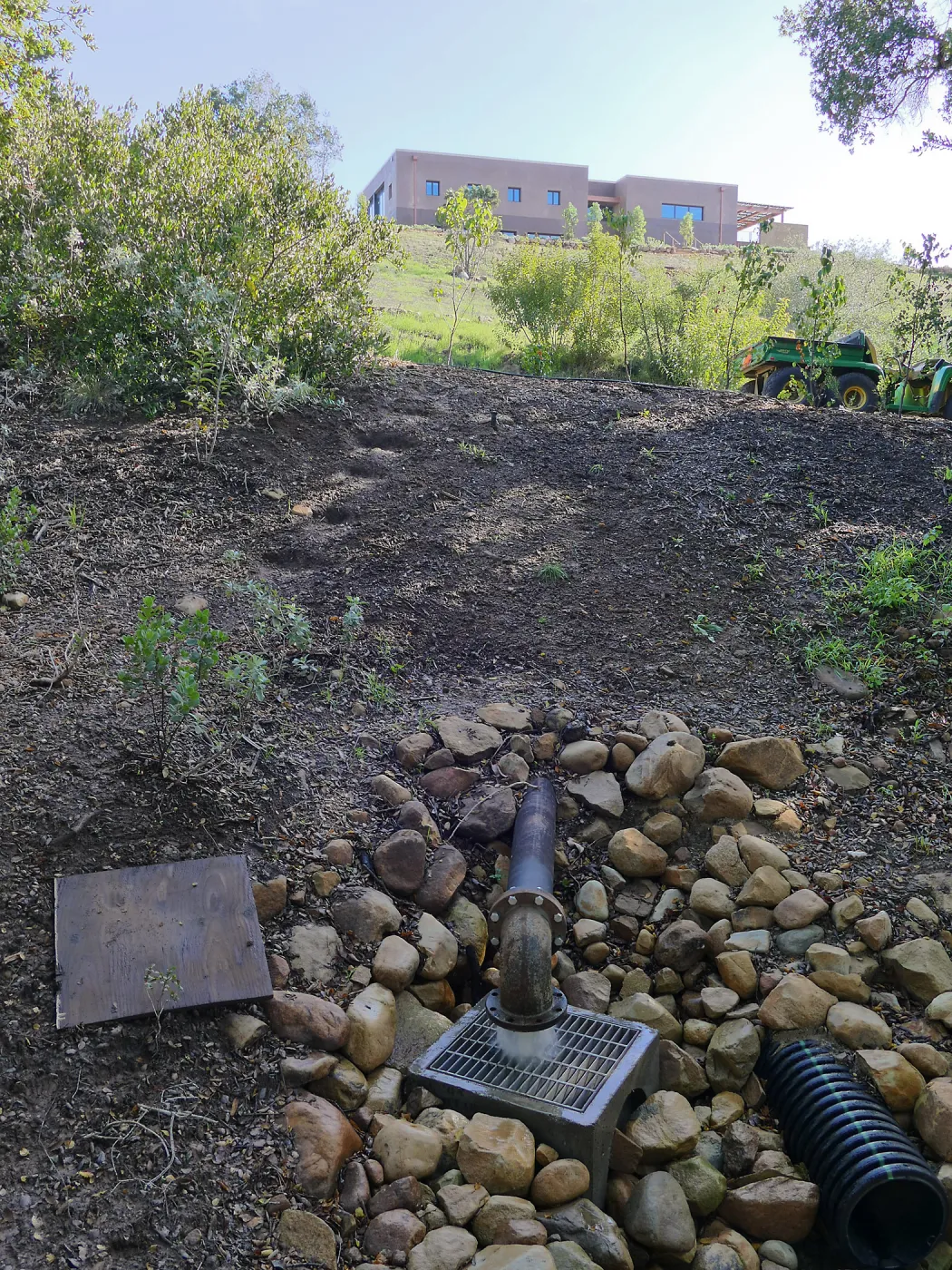 Collected stormwater being transferred to irrigation system