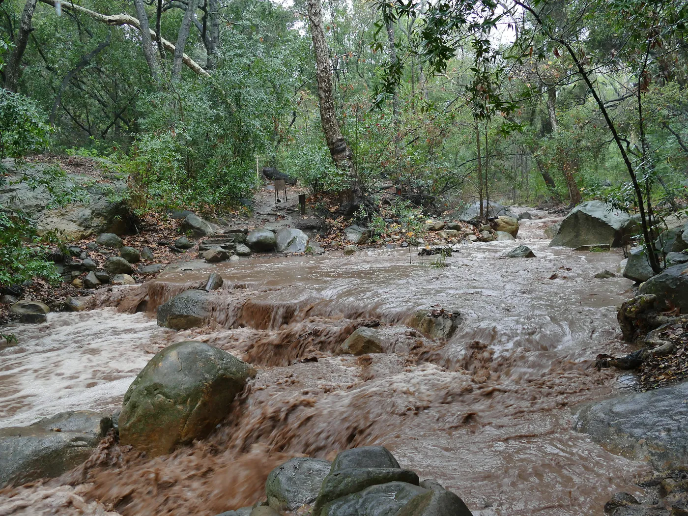 Mission Creek during rainstorm, at lower crossing