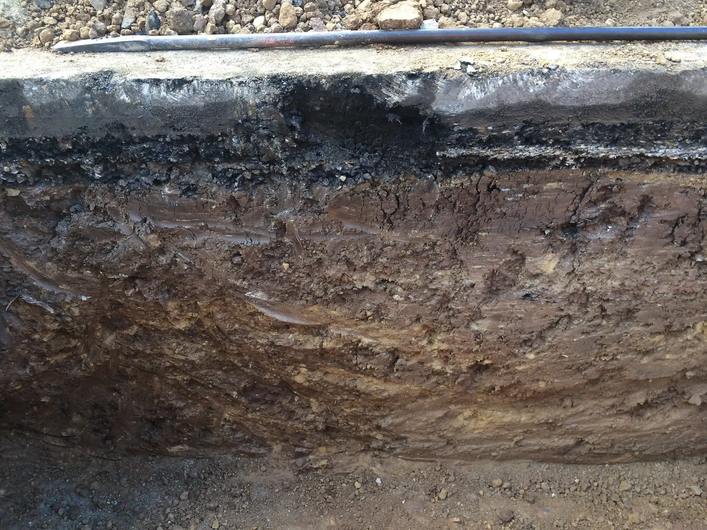 Utility trench at south end of main parking lot for power and data conduit to be installed in the Arroyo Section