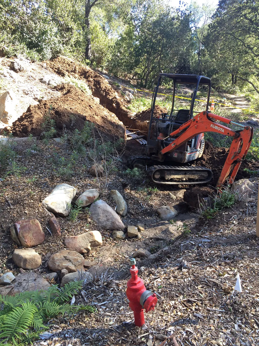 Power and data conduit being installed in the Arroyo Section