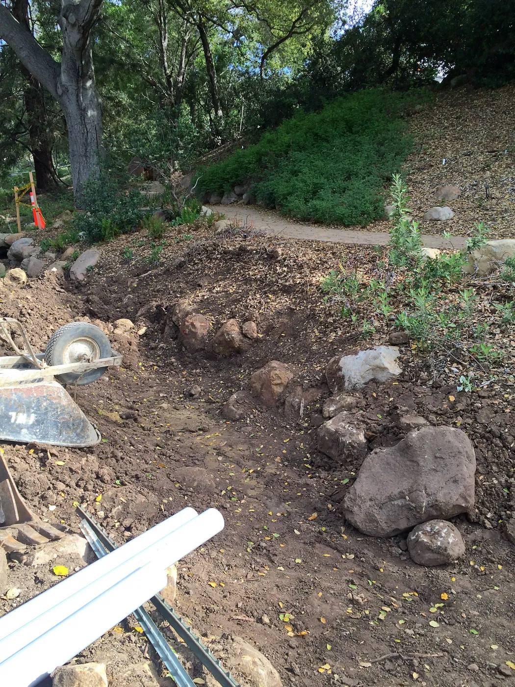 Power and data conduit being installed in the Arroyo Section