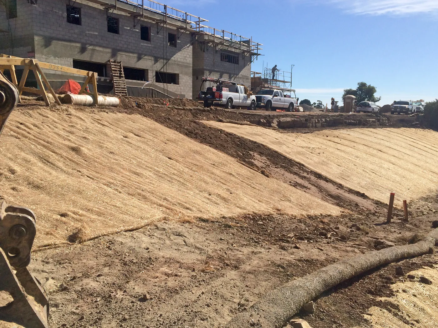 West slope of Pritzlaff Conservation Center showing jute netting for erosion control
