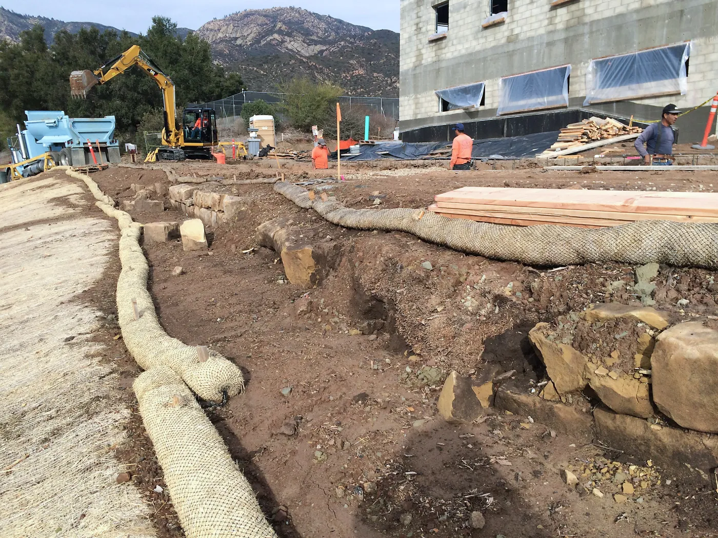 Reconstruction of wall west side of Pritzlaff Conservation Center