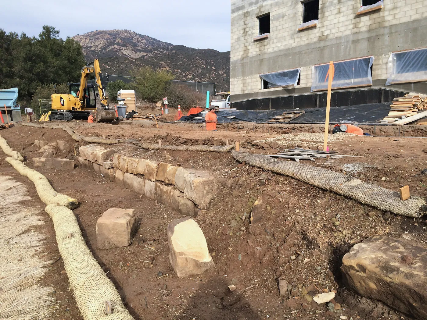 Reconstruction of wall west side of Pritzlaff Conservation Center