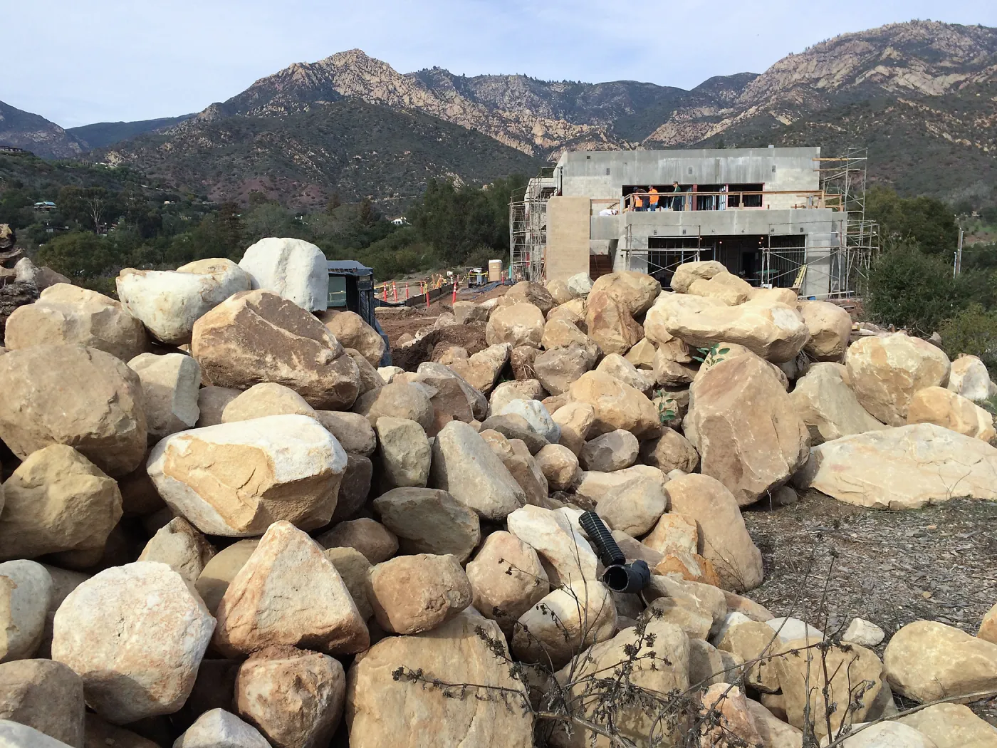 Construction of Pritzlaff Conservation Center, rock pile