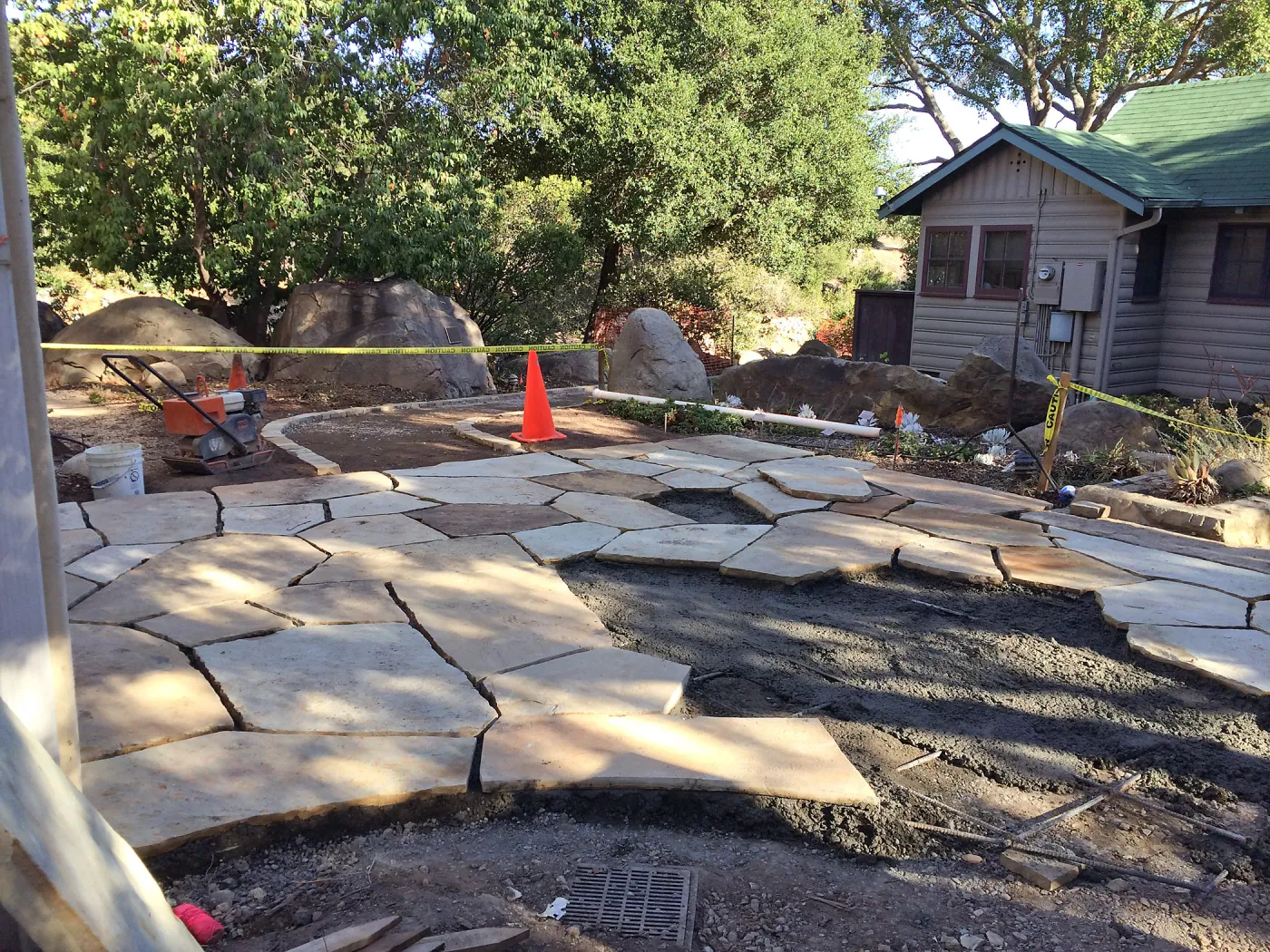 Flagstone area installation, Water Wise Home Garden