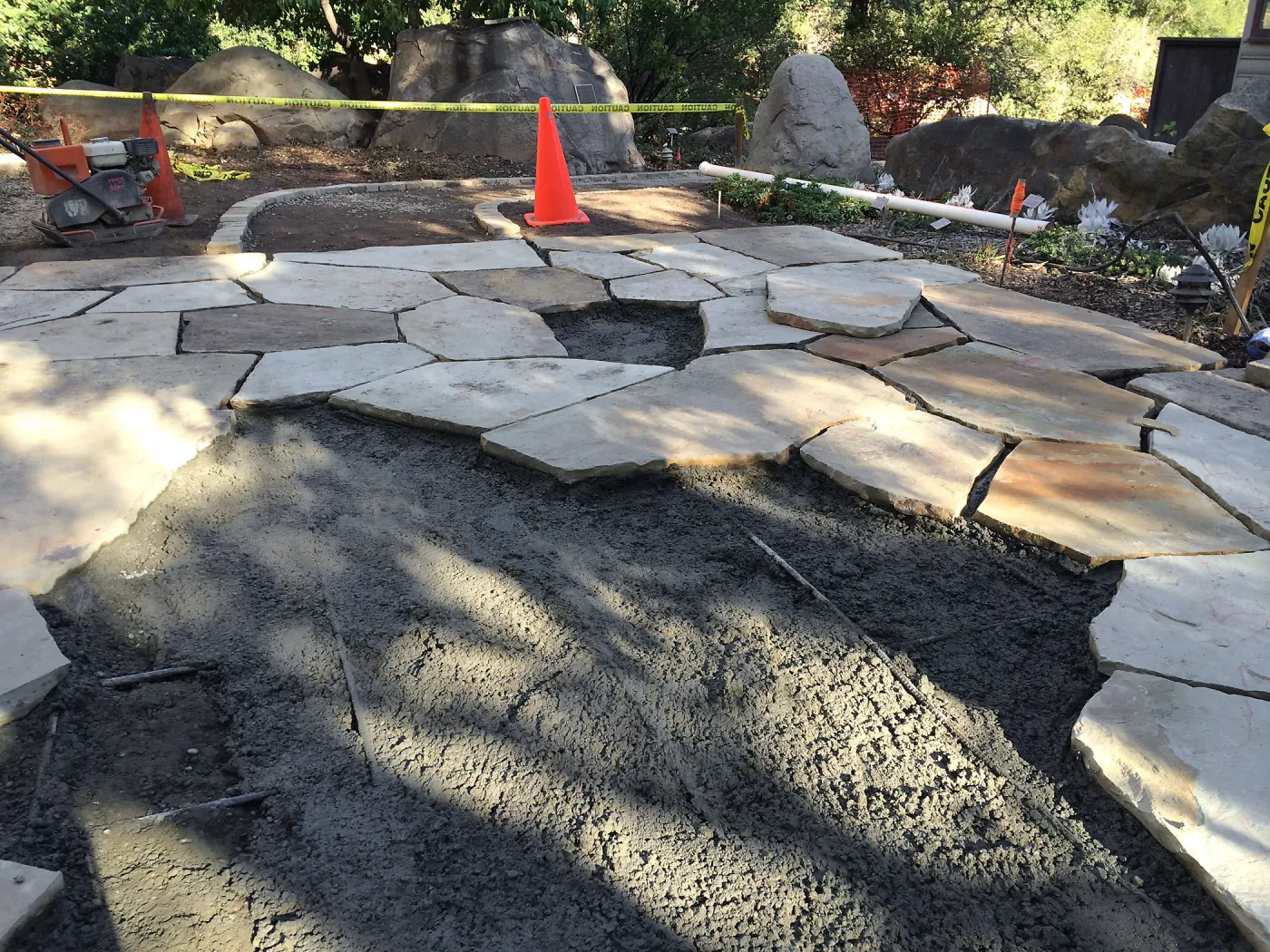 Flagstone area installation, Water Wise Home Garden