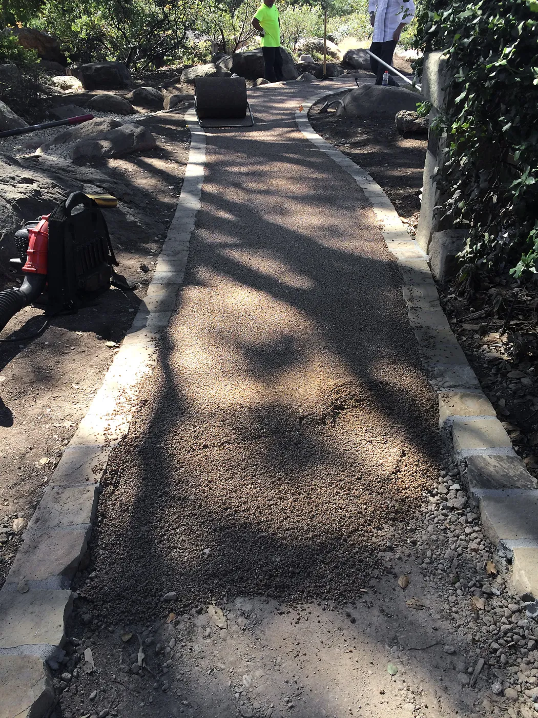 Installing new Eco-Pave path to Cottage and Water Wise Home Garden
