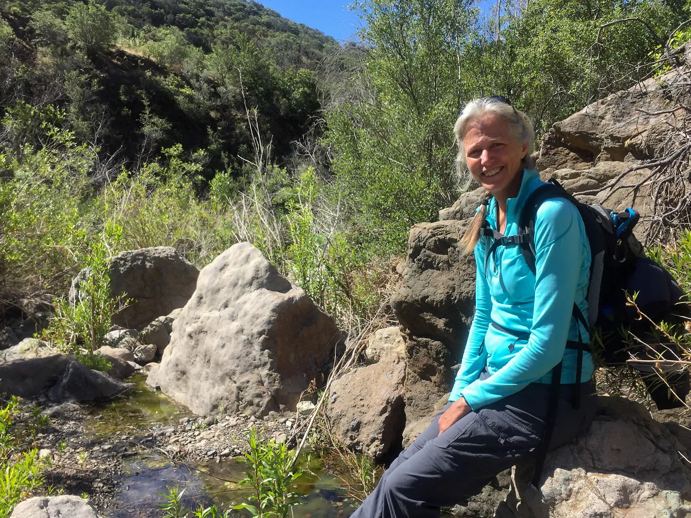 Santa Cruz Island Trip, Nancy Deacon Davis, hiking to La Cascada