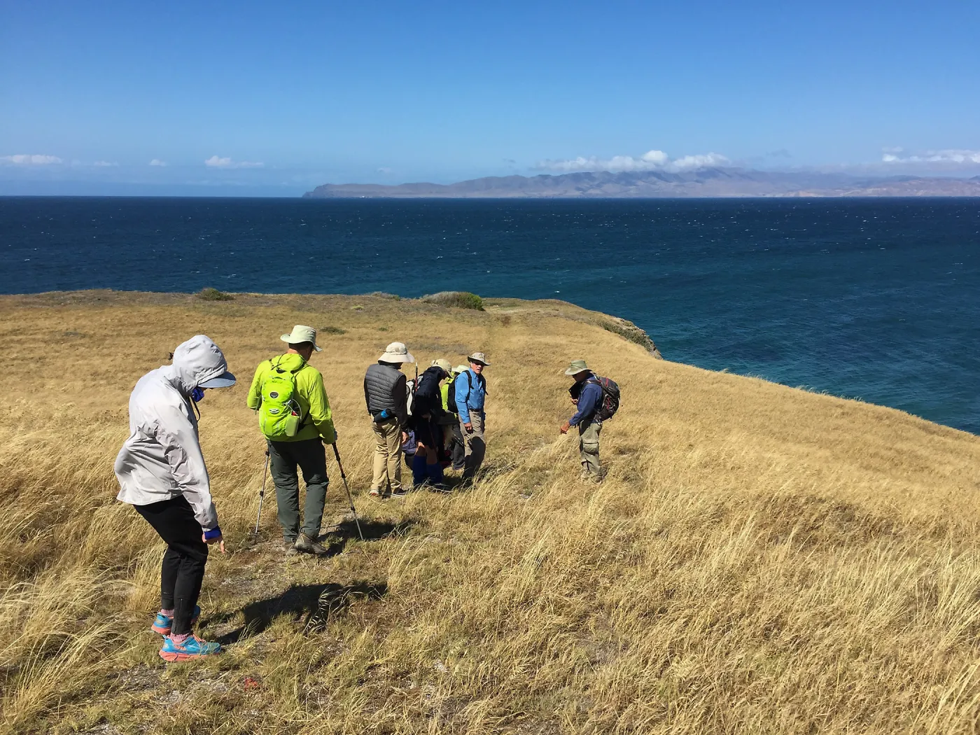 Santa Rosa Island Trip, group on coast, Steve Junak