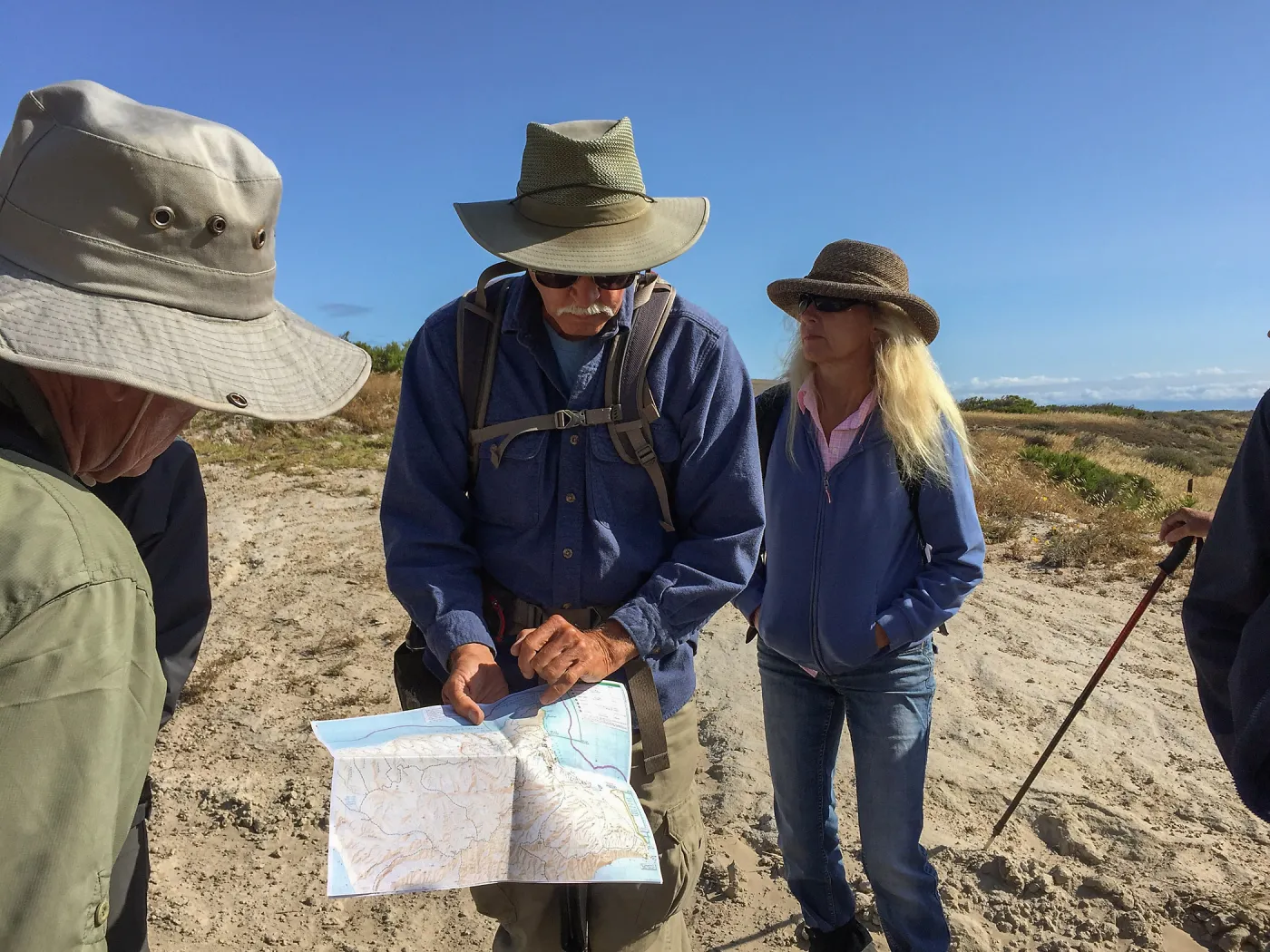 Santa Rosa Island Trip, Steve Junak showing map to group