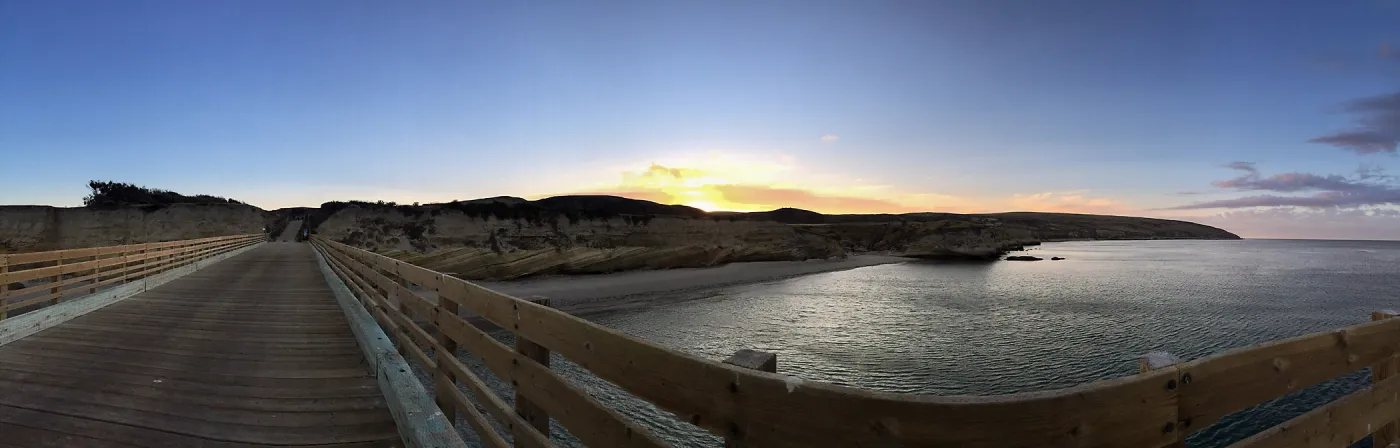 Santa Rosa Island Trip, dock and beach at sunset