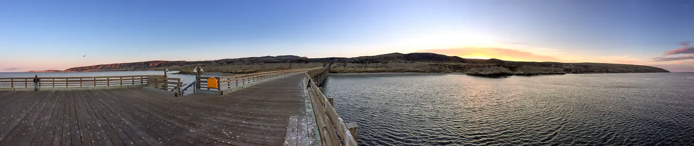 Santa Rosa Island Trip, dock and beach at sunset
