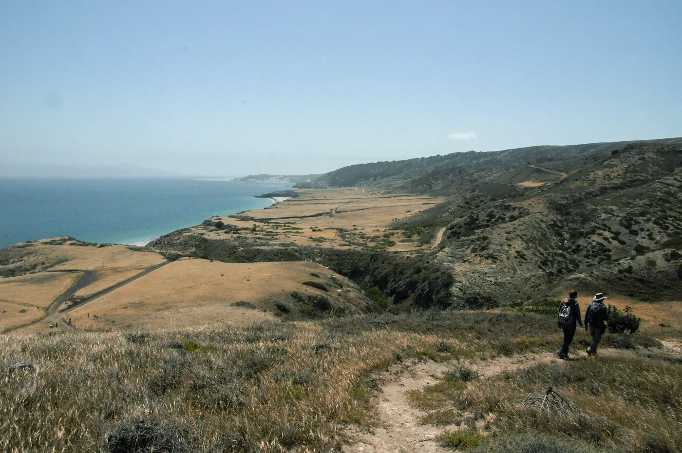 Santa Rosa Island Trip, Steve Junak and Kate Davis walk down Cherry Canyon Trail