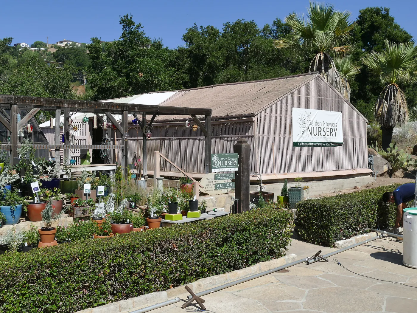 Garden Growers Lath House before start of repairs, looking northwest