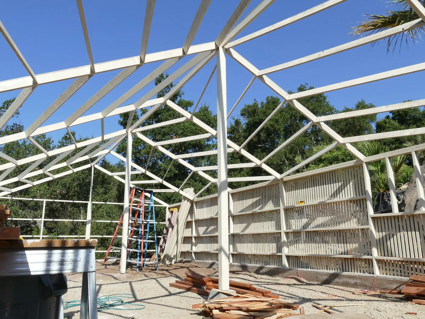Garden Growers Lath House during repairs, interior looking northwest