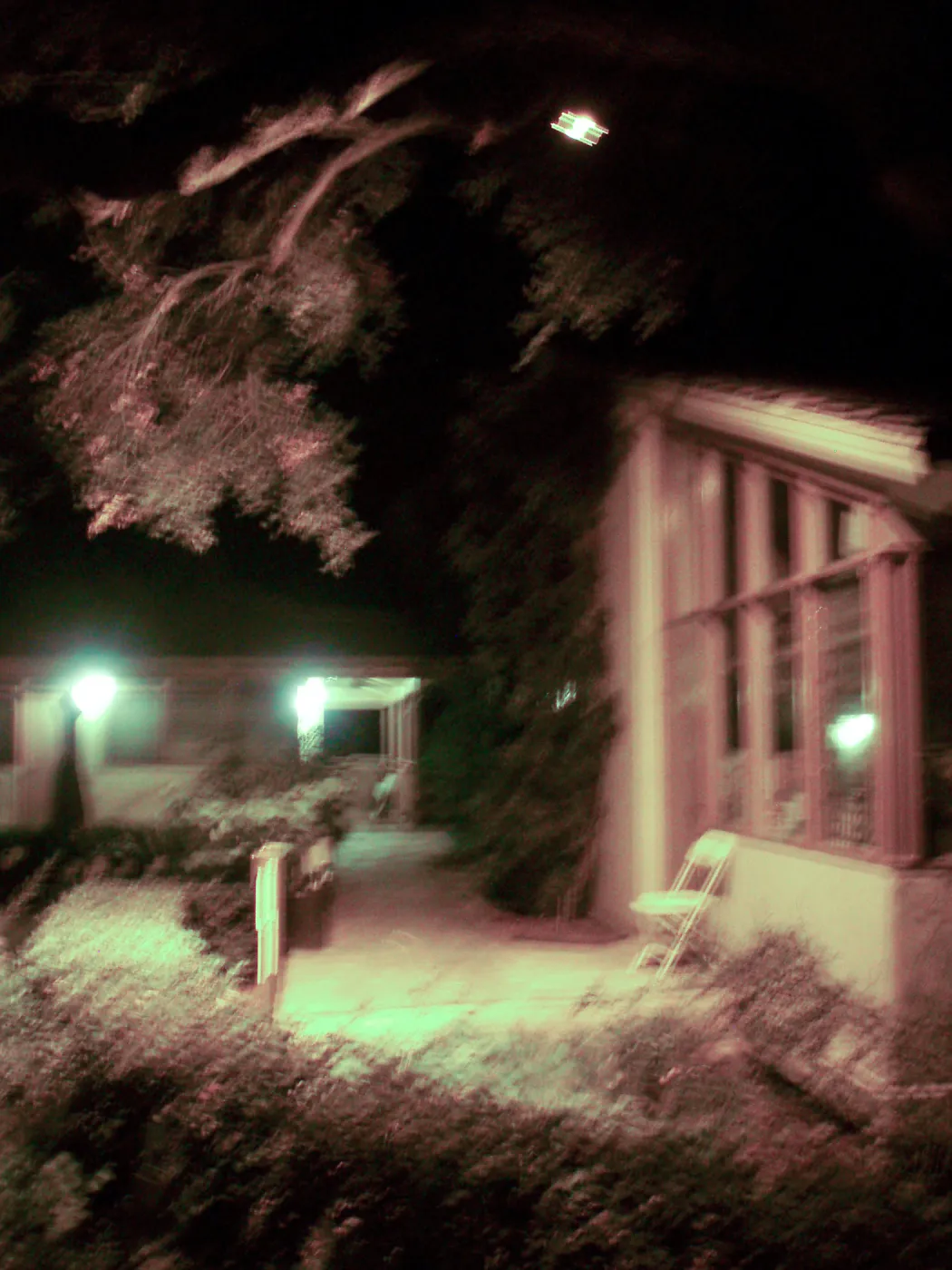 Blaksley Library and south end of North Wing at night