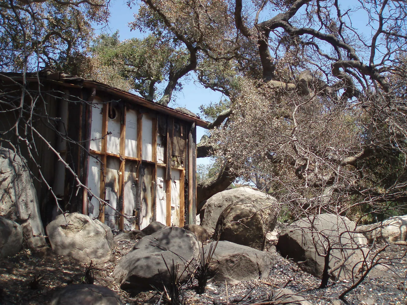 rear of Information Kiosk after Jesusita Fire