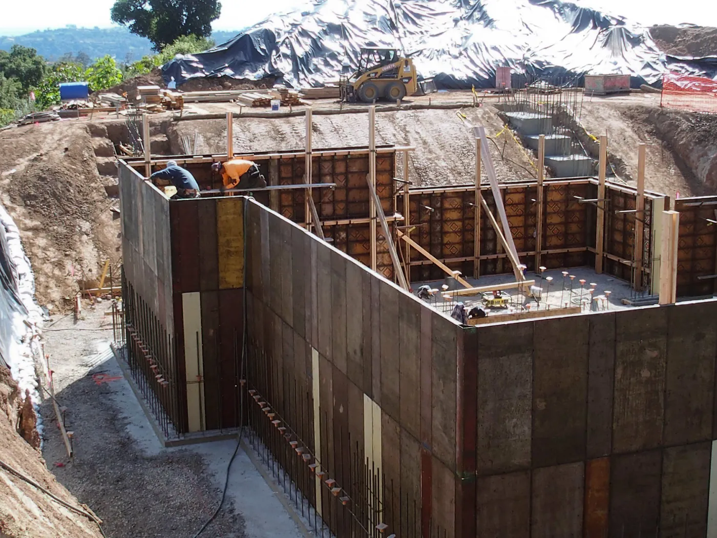 Pritzlaff Conservation Center construction, basement wall concrete forms, east side looking south