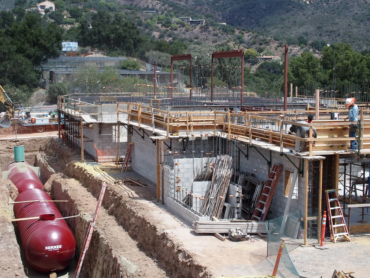Pritzlaff Conservation Center Construction, Exterior looking northeast, stormwater detention tanks