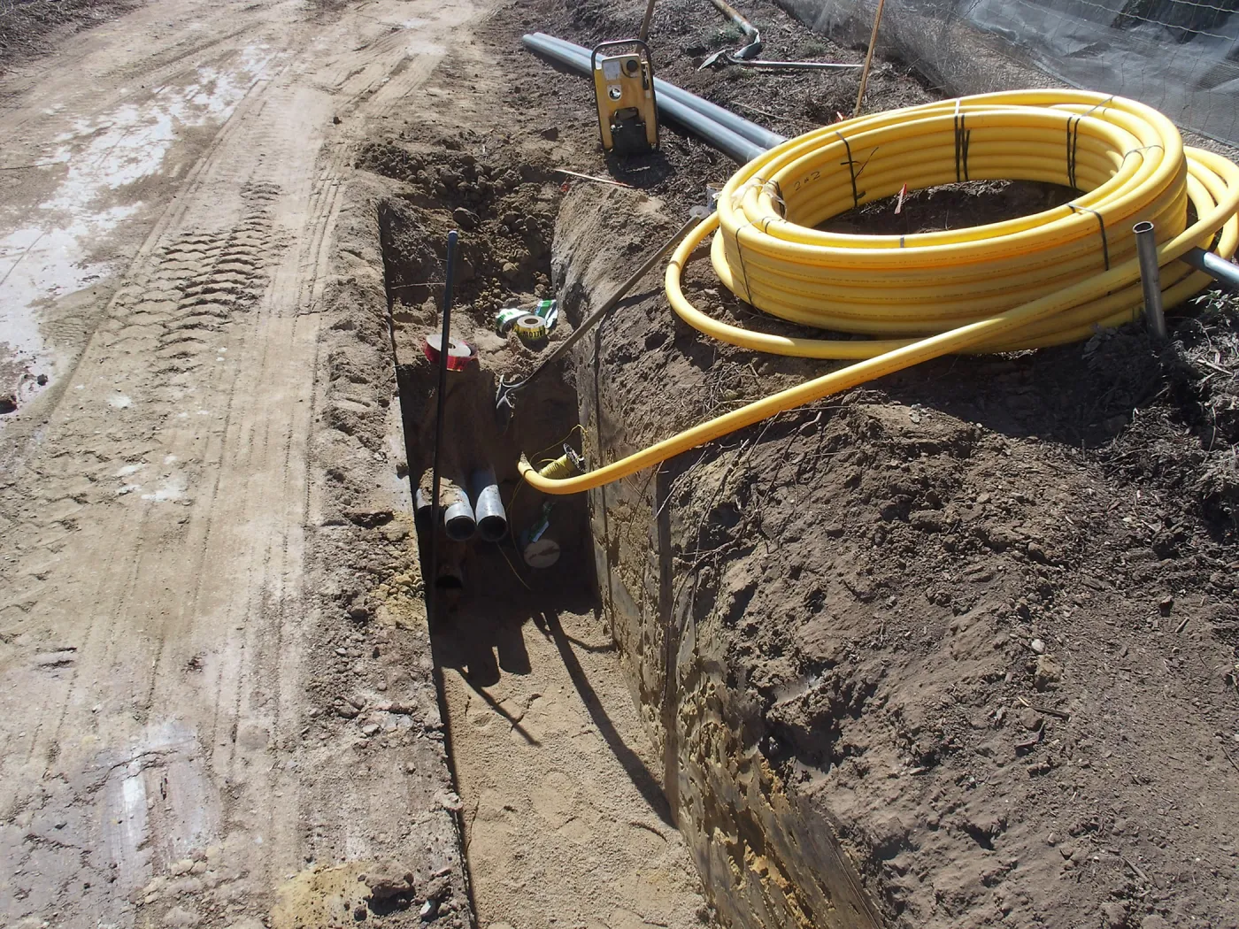 Pritzlaff Conservation Center construction, utility trench to Horticulture Unit