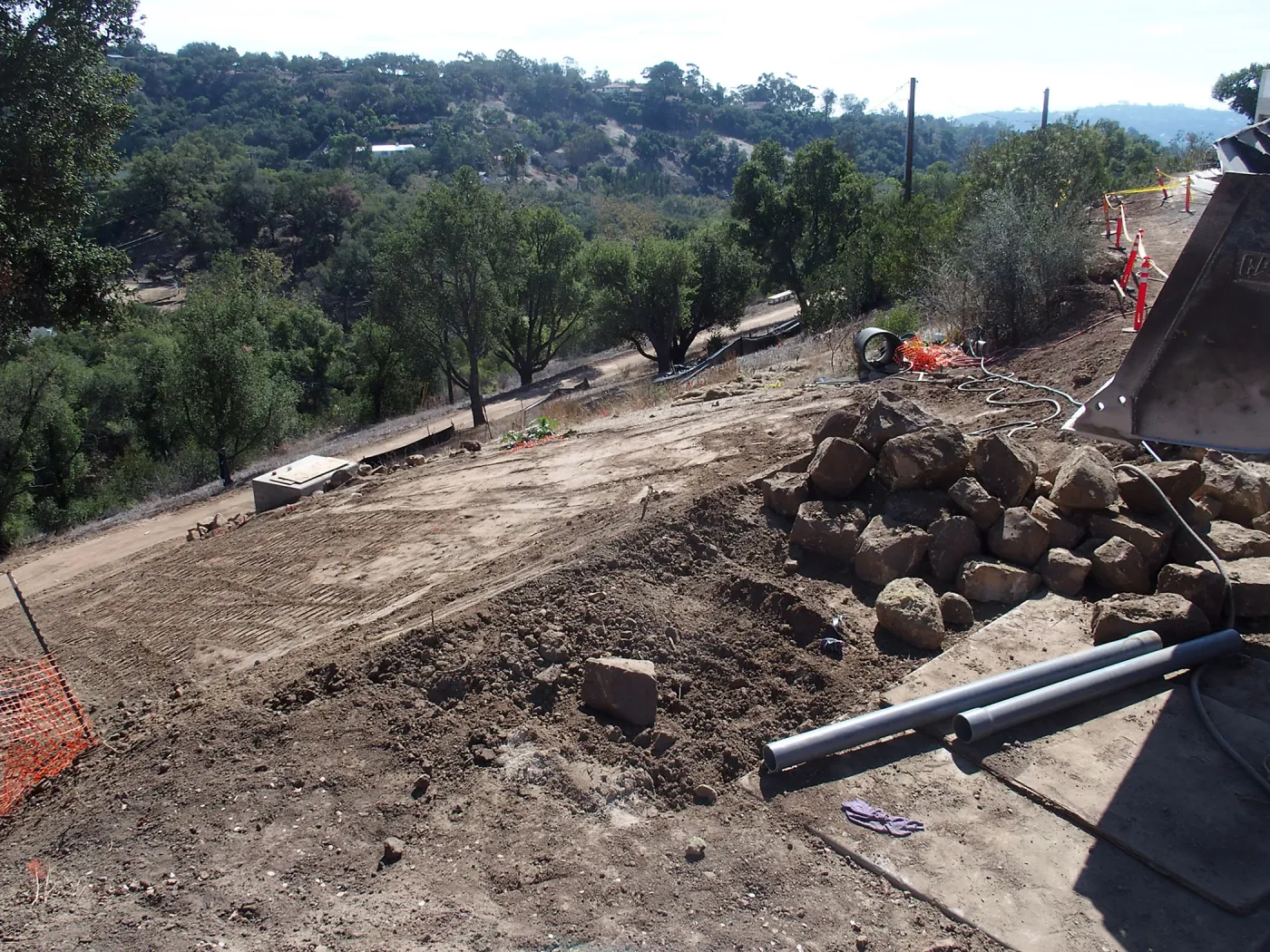 Pritzlaff Conservation Center construction, looking down east slope