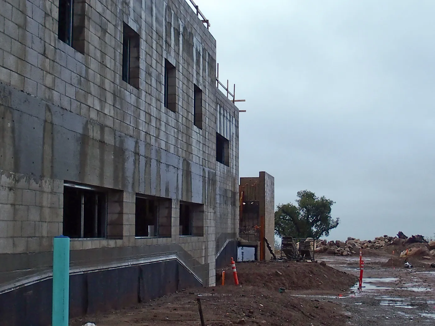 Pritzlaff Conservation Center construction, looking southeast along west wall