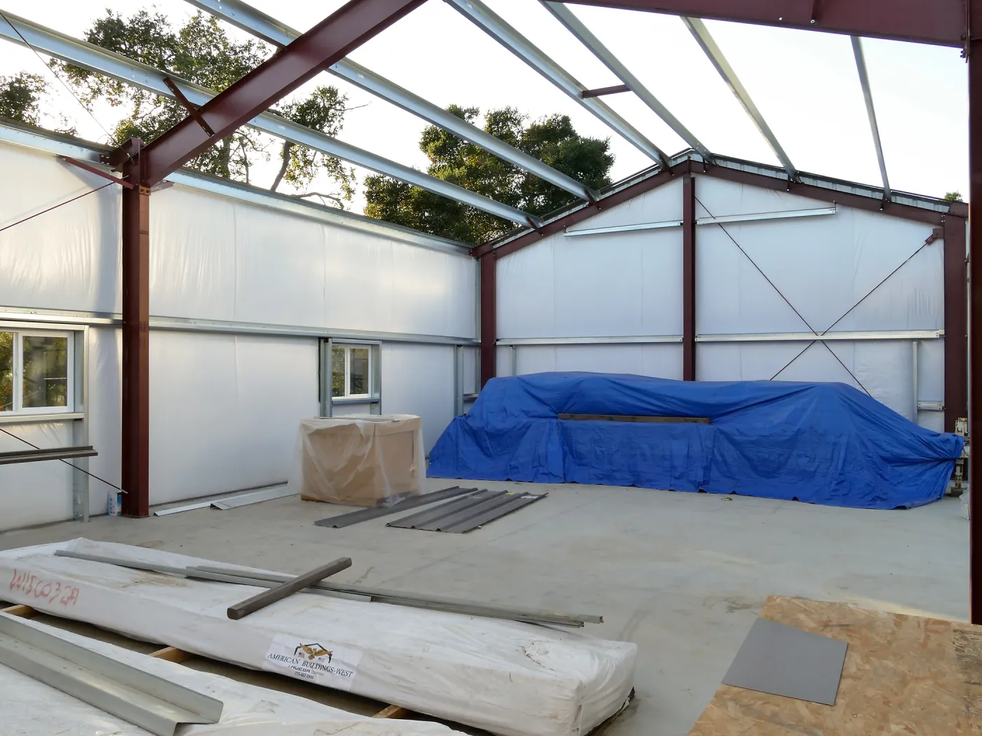 Horticulture Barn Construction, interior looking west