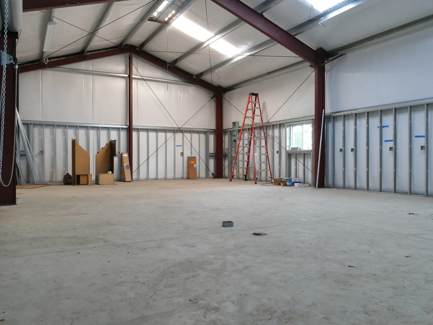 Horticulture Barn Construction, interior looking south
