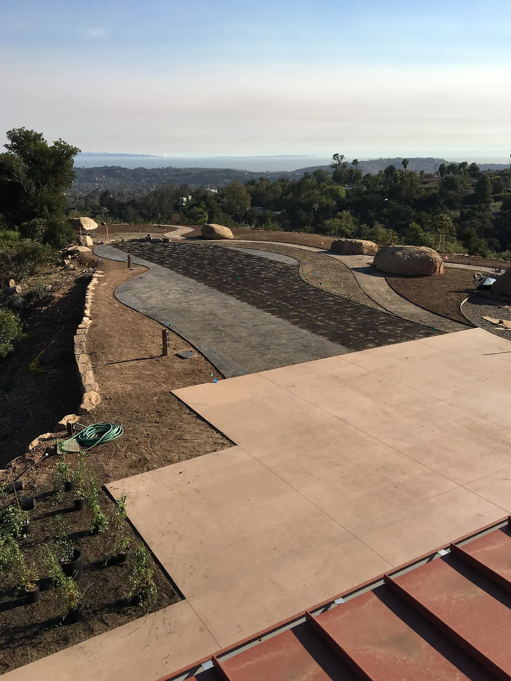 Island View Garden construction, laying gopher wire for Bouteloua lawn