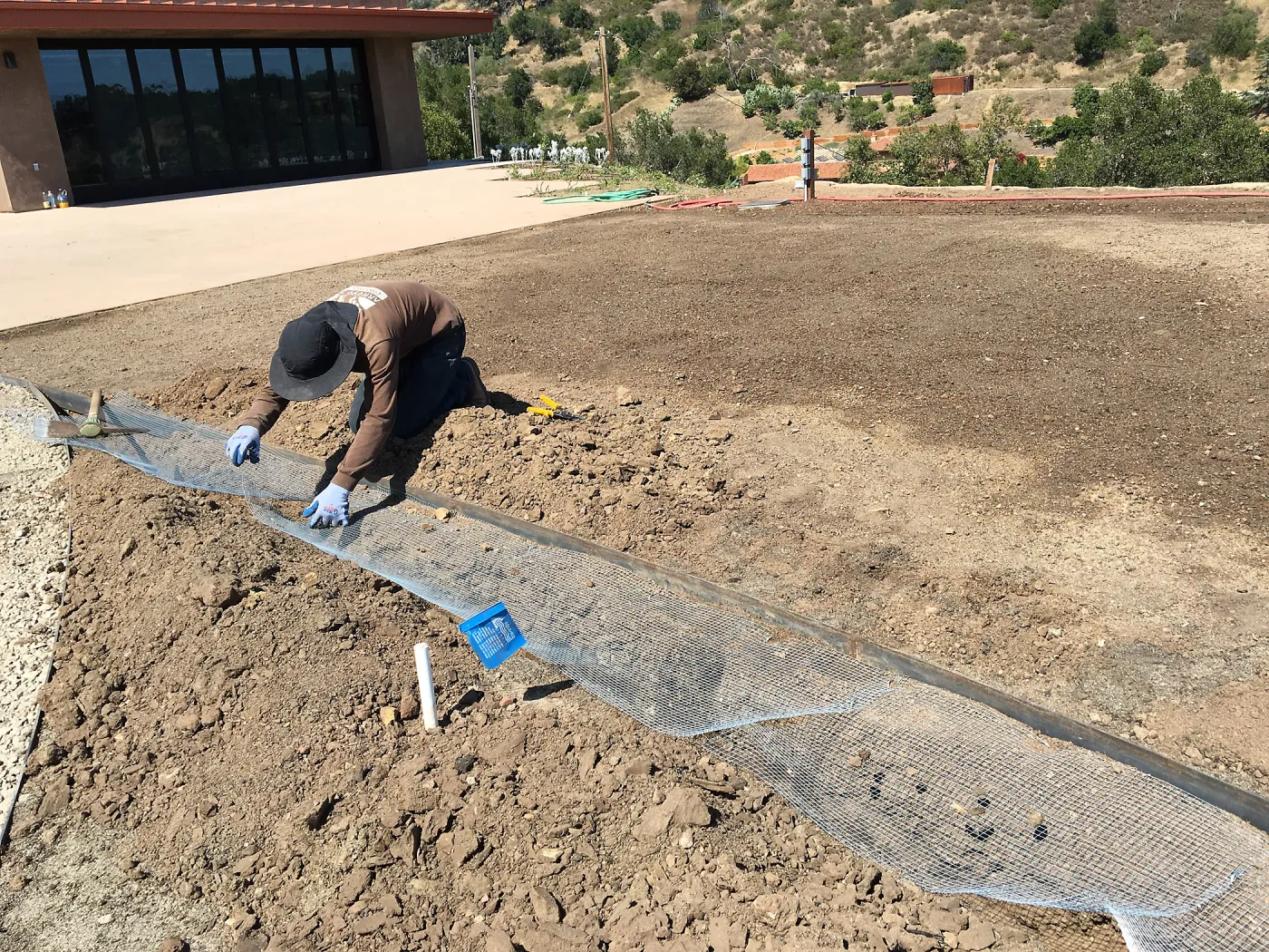 Gopher wire edge of Island View Garden lawn