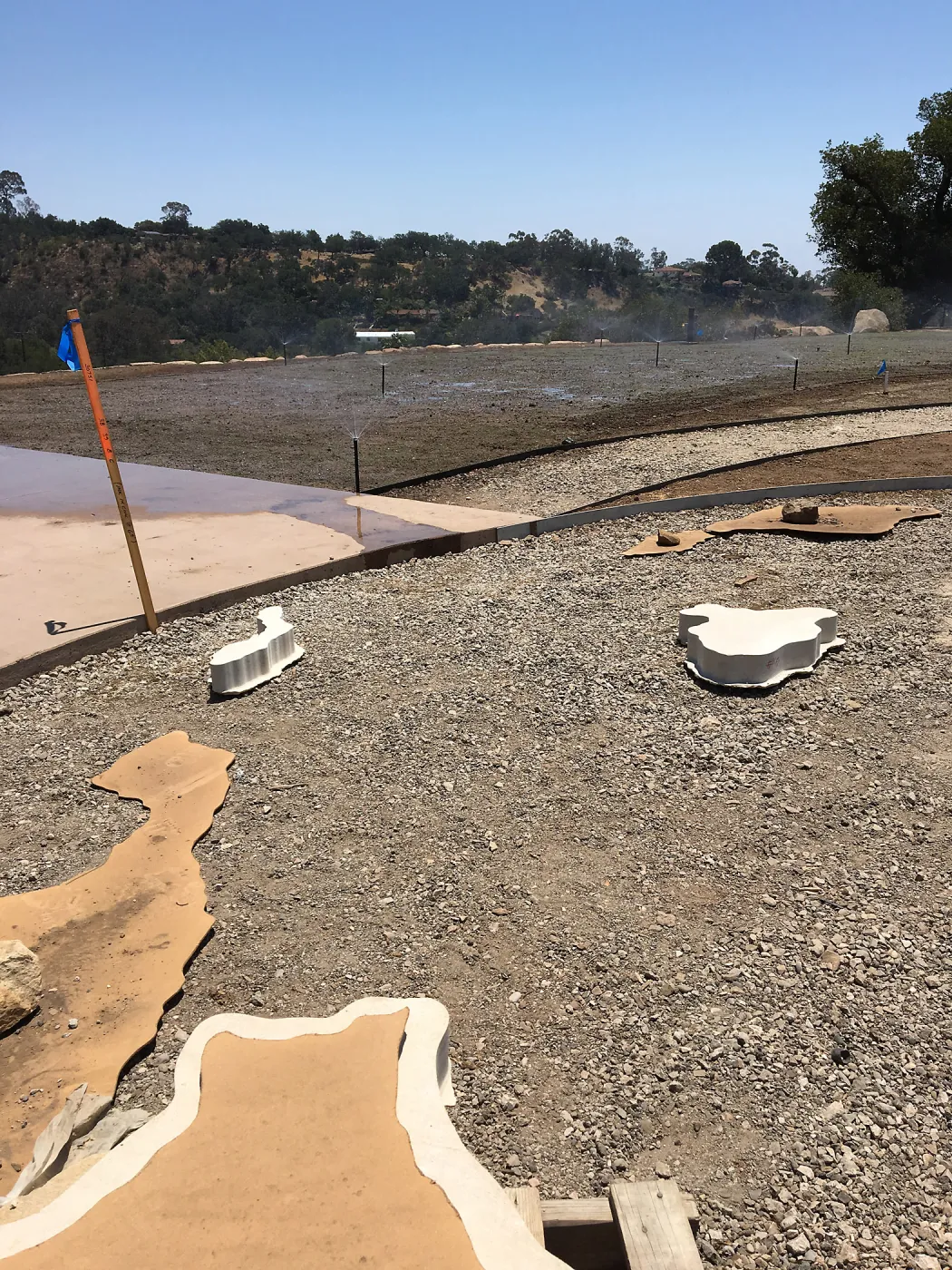 Placing stones in island sculpture